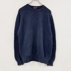 Kappa　カッパ　ニットセーター　刺繍ロゴ　ワンポイント　クルーネック　紺　ネイビー　XLサイズ　古着【値引き交渉OK！】のサムネイル