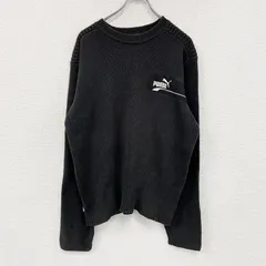 PUMA　プーマ　ニットセーター　ワンポイント　黒　ブラック　XLサイズ　古着【値引き交渉OK！】のサムネイル