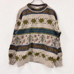 ～00s　UNITED COLORS OF BENETTON.　ベネトン　ウールニットセーター　ヴィンテージ　茶　ブラウン　ベージュ　Lサイズ　古着【値引き交渉OK！】のサムネイル