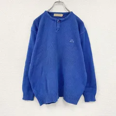 ～90s　Robe di Kappa　ロベディカッパ　コットンニットセーター　ヴィンテージ　ヘンリーネック　青　ブルー　古着【値引き交渉OK！】のサムネイル