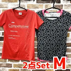 FILA/TIGORA  フィラ/ティゴラDisney　レディース/婦人　半袖Tシャツ　2点セット　サイズ：M　レッド/グレーミッキー柄入り　スポーツ/普段着　USED現状品　NMO7-084-08のサムネイル
