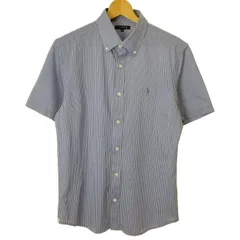 【中古】　MACKINTOSH　ストライプシャツ　半袖　トップス　ボタンダウン　ワンポイント　日本製　古着　/1125のサムネイル