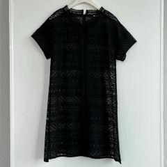 美品 TO BE CHIC パターンレース 半袖 プルオーバー カットソー 黒
