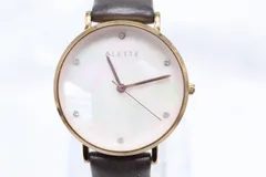【W315-9】動作品 電池交換済 ALETTE BLANC アレットブラン マザーオブパール文字盤 腕時計 革ベルト レディースのサムネイル