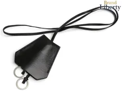 【美品】エルメス HERMES ヴィンテージ クロシェット キーリング ネックレス ネックストラップ付きキーリング キーホルダー ブラック ボックスカーフレザー □C刻のサムネイル