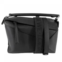 ロエベ 2WAY レディース パズルバッグ スモール ハンドバッグ ショルダーバッグ 肩掛け 斜め掛け LOEWE レザー ブラック 黒 シルバー金具 美品【中古品】のサムネイル