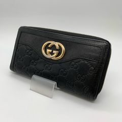 GUCCI グッチ GG シマ 長財布 インターロッキング ラウンドファスナー