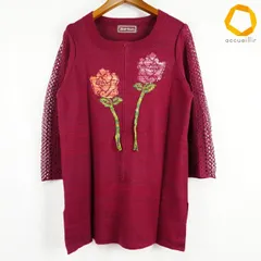 #anc サイトウトヨコ 斉藤都世子 ニット・セーター ボルドー 花柄 袖レース 刺繍 レディース [1002644]のサムネイル