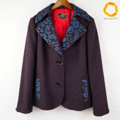 #wnc エトロ ETRO ジャケット 46 青 赤 茶色 花柄 ウール混 シルク混 ドット レディース [1011414]のサムネイル