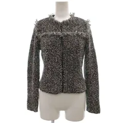 ランバン LANVIN コレクション COLLECTION ニットノーカラージャケット モヘヤ混 38 黒 ブラック 長袖 フリンジ /NXのサムネイル
