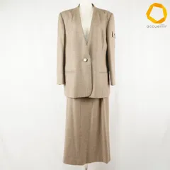 #wnc ジバンシィ GIVENCHY スカートスーツ 42 茶系 ウール ジャケット スカート グラムール ノーカラー フォーマル レディース [1024375]のサムネイル