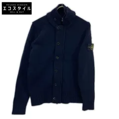 STONE ISLAND　ストーンアイランド　ネイビー ウール スタンドカラー カーディガン　Mのサムネイル