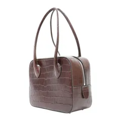 【美品】MAISON CANAU メゾン カナウ × VERMEIL par iena 別注 バッグ ブラウン 25秋冬 ロングハンドル ボックス ボストン S ハンドバッグ 型押し レザー ブランド カバン イタリア製【レディース】【中古】のサムネイル