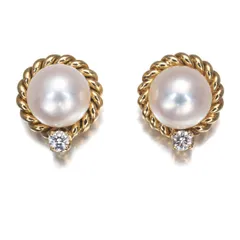 ミキモト ピアス パール 真珠 6.5mm ダイヤ ダイヤモンド 0.02ct/0.02ct 2WAY K18YG #197467のサムネイル