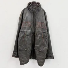 ～90s　VIA NUOVA PELLE　ヴィアヌオーヴァペレ　レザーカーコート　レザージャケット　茶色　ブラウン　54サイズ　古着【値引き交渉OK！】のサムネイル