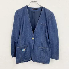 LEONARD　レオナール　ノーカラーシルクデニムジャケット　インディゴ　古着【値引き交渉OK！】のサムネイル