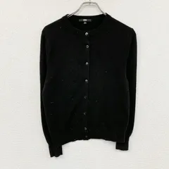 UNIQLO ユニクロ クルーネックカーディガン カシミヤ100% 黒 ブラック Mサイズ 古着【値引き交渉OK!】のサムネイル