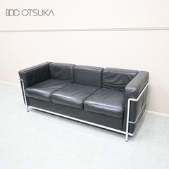 IDC大塚家具　 Le Corbusierル・コルビュジエ　LC2本革3Pソファ ☆美品☆IDC大塚家具 3人掛けソファ LC2 グラン・コンフォール リ