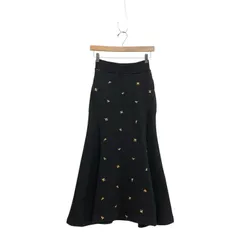 Mame Kurogouchi マメクロゴウチ Floral Motif Embroidered Sweater Skirt フローラル刺繍スウェットスカート ブラック 1 MM22PF-JS719のサムネイル