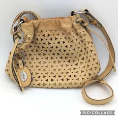 〈89〉【良品】FOSSIL フォッシル レザー ショルダーバッグ パンチング イエロー系のサムネイル