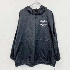 MIZUNO　ミズノ　RUNBIRD　ランバード　ナイロンプルオーバージャケット　デカロゴ　黒　ブラック　0サイズ　古着【値引き交渉OK！】のサムネイル