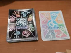 デジモンカードゲーム　スリーブ　「ドット絵完全体＋デジタマ PB-01」　黒50枚　白5枚　セットのサムネイル