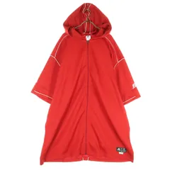 RUSSELL ATHLETIC ラッセルアスレチック ワンポイントロゴ 半袖 ジップジャケット 3XL レッド フーディー メンズ 古着のサムネイル