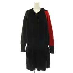 カステルバジャック CASTELBAJAC Jc de Castelbajac ニットワンピース ひざ丈 ウール カラーブロック フロントジップ 長袖 40 黒 ブラック /HSのサムネイル