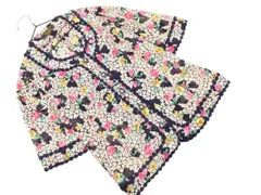 Leilian レリアン シアー レース 花柄 ノーカラー ジャケット size9/濃紺 ■◆ レディースのサムネイル