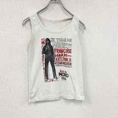 タンクトップ/ノースリーブ　シンガーT　FRANCOISE HARDY　白　ホワイト　Mサイズ　古着【値引き交渉OK！】のサムネイル