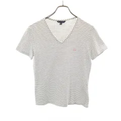 Brooks Brothers ブルックスブラザーズ ボーダー柄 半袖 Vネック Tシャツ S ホワイト レディース 古着のサムネイル