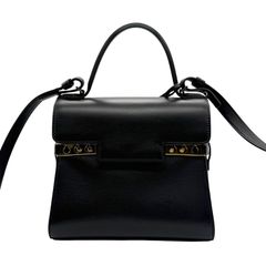 使用少　DELVAUX　デルヴォー　タンペート PM　2way　ハンドバッグ　ショルダーバッグ　ブラック　自立　本革　肩掛け　斜め掛け　クロスボディ　デルボー　レディース　メンズ　ユニセックス　フォーマル　ブランド　ハイブランド　5237