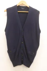 【中古】 Papas メンズベスト ジレ M ニットベスト Papas M 紺 ネイビー 無地のサムネイル