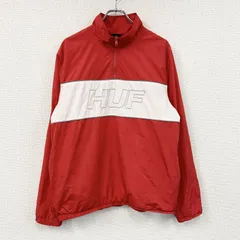 HUF　ハフ　ハーフジッププルオーバージャケット　デカロゴ　赤　レッド　Lサイズ　古着【値引き交渉OK！】のサムネイル
