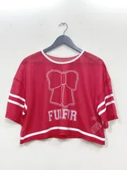 furfur ファーファー リボンプリントTシャツ メッシュ クロップド丈 カットソー sizeF/赤 ■◆レディースのサムネイル