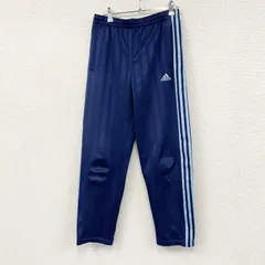 adidas　アディダス　トラックパンツ/ジャージパンツ　パフォーマンスロゴ　刺繍ロゴ　スリーストライプス　紺　ネイビー　Lサイズイズ　古着【値引き交渉OK！】のサムネイル
