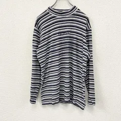 GUESS　ゲス　長袖フリースＴシャツ　ボーダー柄　ワンポイント　マルチカラー　Ｍサイズ　古着【値引き交渉OK！】のサムネイル