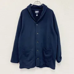 LANDS'END　ランズエンド　ショールカラースウェットカーディガン　紺　ネイビー　2XLサイズ　古着【値引き交渉OK！】のサムネイル