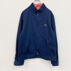 FRED PERRY　フレッドペリー　リバーシブルハリントンジャケット　フェード　刺繍ロゴ　紺　ネイビー　赤　レッド　Lサイズ　古着【値引き交渉OK！】のサムネイル