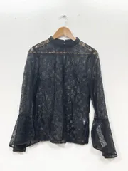 美品■le.coeur blanc ルクールブラン  花柄   シースルー カットソー sizeM/黒■■レディースのサムネイル