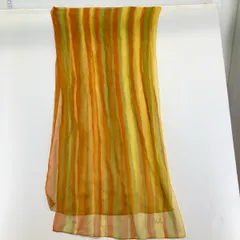 美品 Sybilla/シビラ ストール/スカーフ レディース マルチカラー ストライプ柄 オレンジ/イエロー/グリーン系 透け感[ON01239]のサムネイル