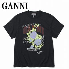 ガニー GANNI T4342 252 PHANTOM XS S M L XL Tシャツ 半袖 ロゴ プリント おしゃれ ウィメンズ レディース ファントム