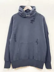 NUMBER NINE ナンバーナイン × GOAT WORN-OUT DAMAGE PULL HOODIE ユーズド加工 ダメージ 加工 プルオーバー スウェット パーカー sizeL/黒  ■■◎メンズのサムネイル
