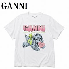 ガニー GANNI T4334 151 BRIGHT WHITE XS S M L XL Tシャツ 半袖 ロゴ プリント おしゃれ ウィメンズ レディース ブライト ホワイト
