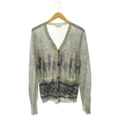 ドリスヴァンノッテン DRIES VAN NOTEN カーディガン 薄手 長袖 シルク混 アルパカ混 総柄 M グレー マルチカラー /ES ■GY77のサムネイル