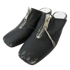 MAISON MARGIELA メゾンマルジェラ 20SS S66WP0008 MM6 Mules フロントジップ ダメージ ユーズド加工 ミュール パンプス ブラック系 35.5【極上美品】【中古】のサムネイル