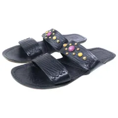 DOLCE & GABBANA (ドルチェアンドガッバーナ) ストーン スタッズ レザーサンダル ブラック 7 1/2のサムネイル