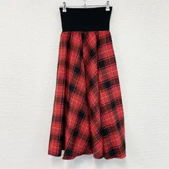 To b. by agnes b.　トゥービーバイアニエスベー　ロングスカート　チェック柄　赤　レッド　黒　ブラック　38サイズ　古着【値引き交渉OK！】のサムネイル