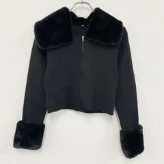 ROYAL PARTY　ロイヤルパーティ　ファー付きニットジャケット　黒　ブラック　Fサイズ　古着【値引き交渉OK！】のサムネイル