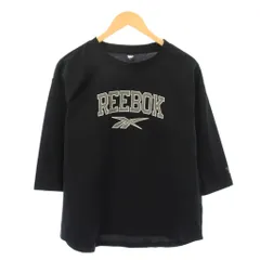 リーボック Reebok Tシャツ L 黒 ブラック クルーネック 七分袖 ロゴ プリント ストレッチ /BB ■ECC001のサムネイル